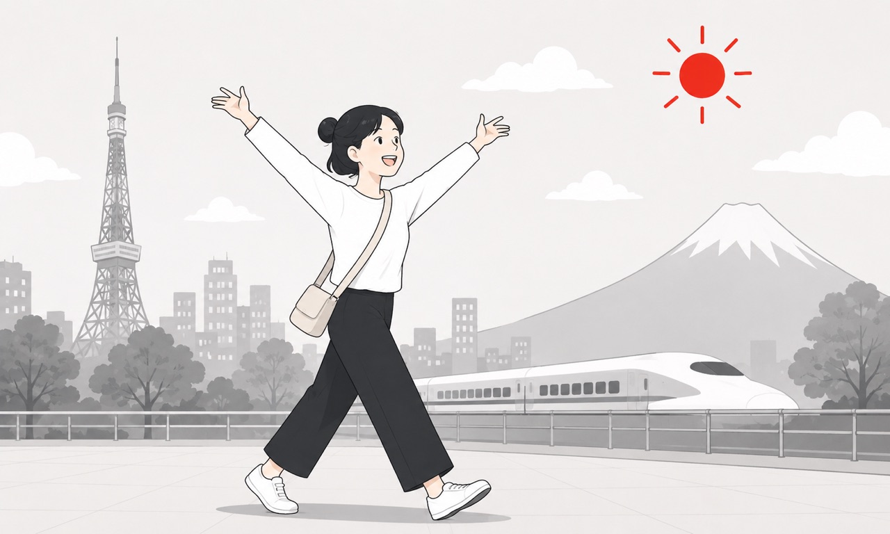 手ぶらで軽快に観光に向かう旅行者