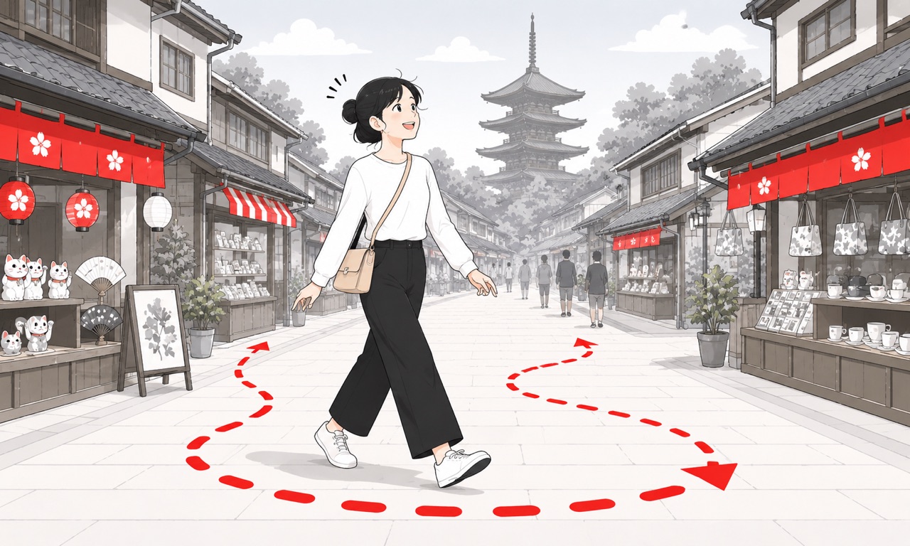 手ぶらで複数の観光地を巡る旅行者